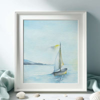 Grande aquarelle Voilier et Ocean Art