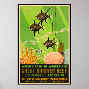 Poster Grande barrière de corail Australie Vintage