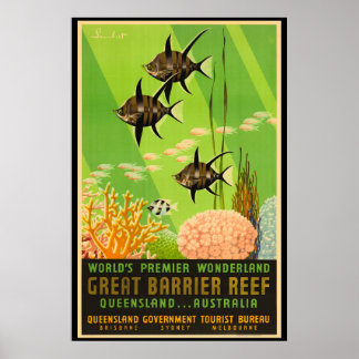Poster Grande barrière de corail Australie Vintage