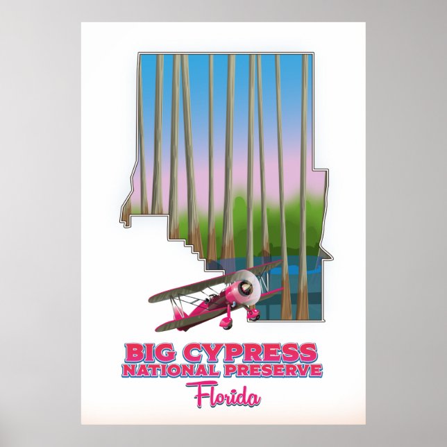 Poster Grande carte de la réserve nationale de cypress Fl (Devant)