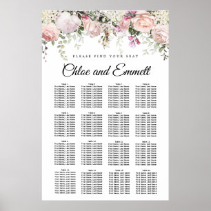 Poster Grande carte de sièges Mariages à 16 tables en fle