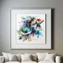 Grande couleur Koi Poisson aquarelle Art