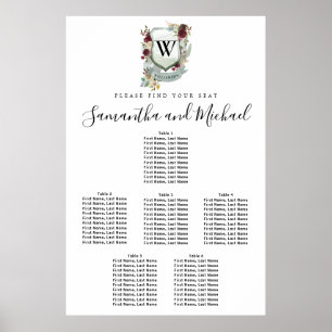 Poster Grande crête florale rouge 6 tables
