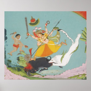 Poster Grande Déesse Durga Tuant le Démon Buffle