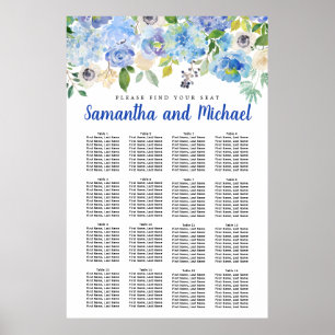Poster Grande Hydrangée Bleue 16 tables