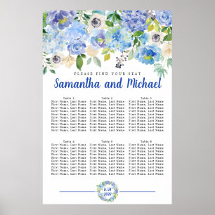 Poster Grande Hydrangée Bleue 6 tables