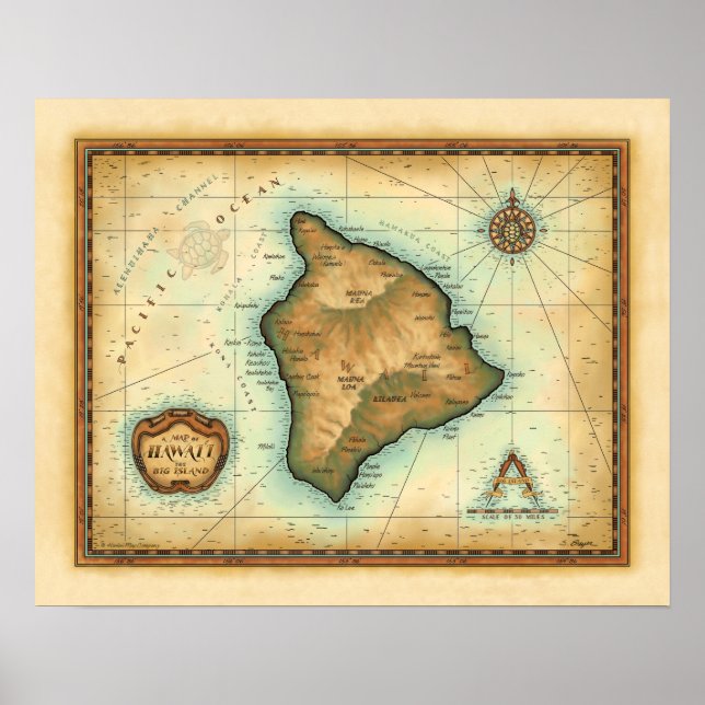 Poster Grande île d'Hawaii (Devant)