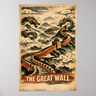 Poster Grande Muraille de Chine Voyage Vintage