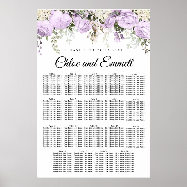 Poster Grande Plaine Florale 19 Table Mariage (Devant)