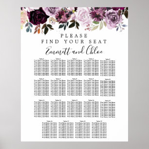 Poster Grande Plaine rose violet Plaine de 19 tables