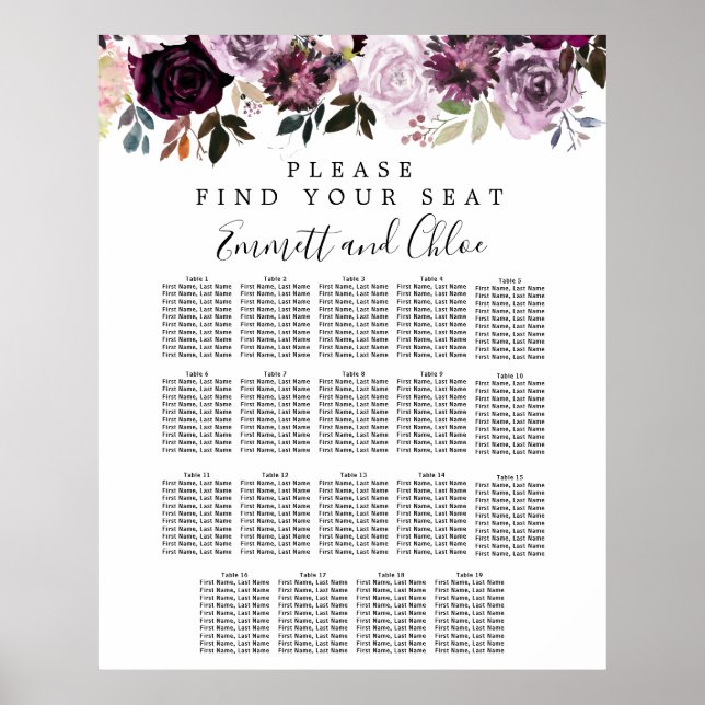 Poster Grande Plaine rose violet Plaine de 19 tables (Devant)