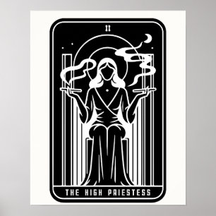 Poster Grande Prêtresse du Tarot Femme Fumant de l'Herbe 
