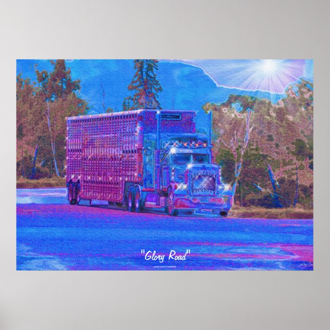 Poster Grande route de camion d'installation conduisant (Devant)