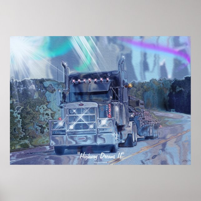 Poster Grande route de camion d'installation conduisant (Devant)