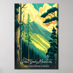 Poster Grande Smoky Mountains illustration de voyage vint
