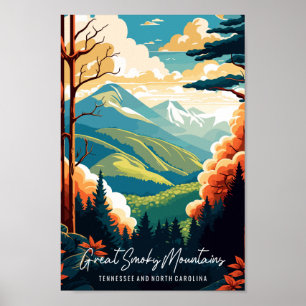 Poster Grande Smoky Mountains illustration de voyage vint