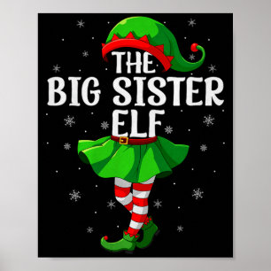 Poster Grande Sœur Elfe Noël Filles Femmes Elfe Équipe Xm
