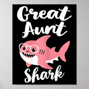 Poster Grande tante Shark Fête des mères grand-mère drôle