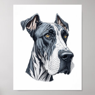 Poster Grande tête de Danse Stylisée