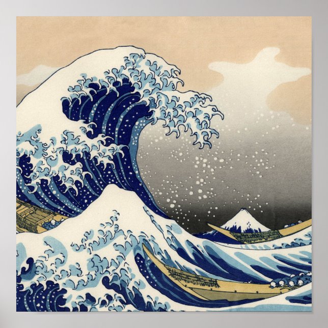 Poster Grande vague Kanagawa peinture japonaise (Devant)