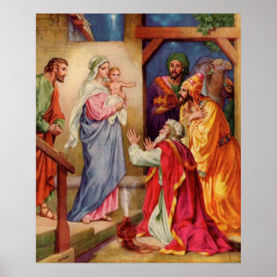 Poster Grande, Visite de Wisemen Christian Christmas Art