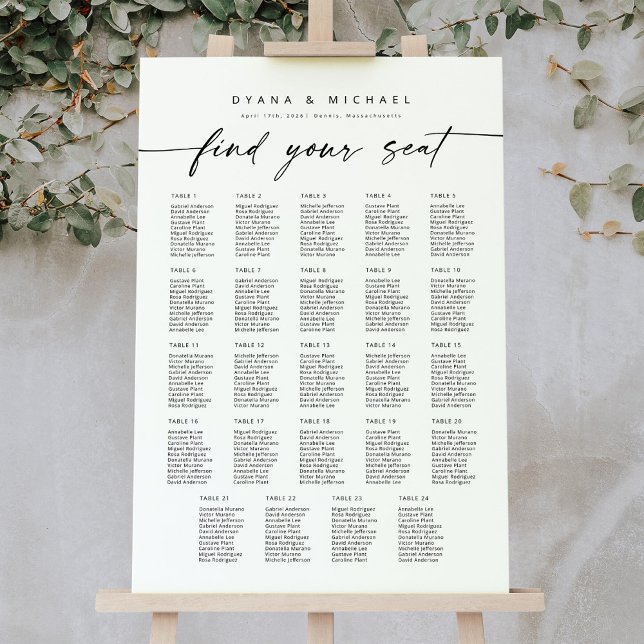 Poster Grandes 24 Tables Trouvez Votre Siège Carte De Siè (Créateur téléchargé)