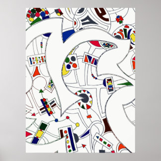 Poster Grandes lignes d'encre Abstraites