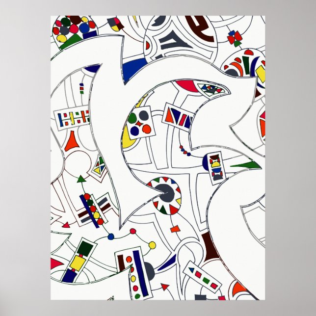 Poster Grandes lignes d'encre Abstraites (Devant)