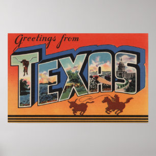 Poster Grandes scènes de lettre du Texas (cowboy Roping