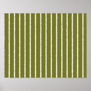 Poster Grandes vertes et blanches d'olive avec lignes iné