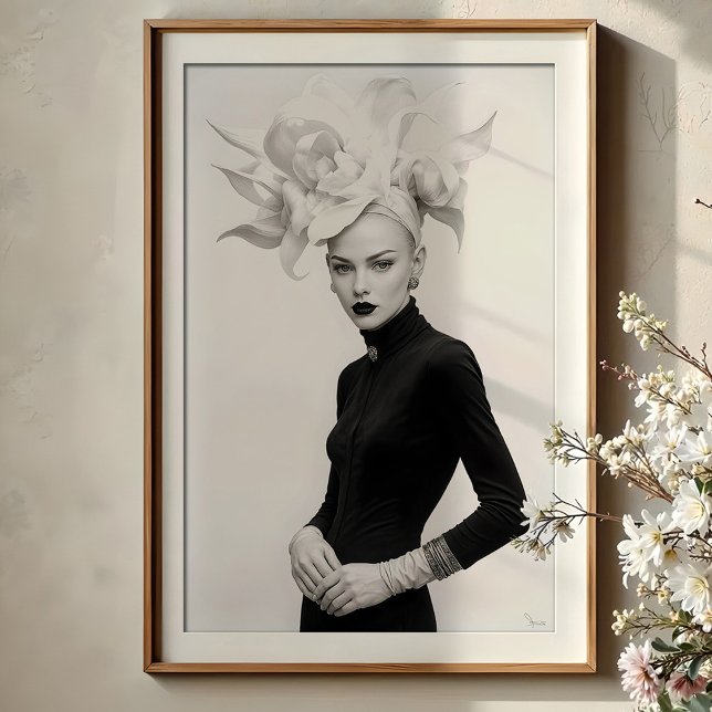 Poster Grandeur in Bloom : Mode monochrome sculpturale (Créateur téléchargé)