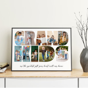 Poster Grandkids 9 Photo Collage, Cadeau pour grands-pare