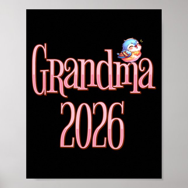 Poster Grandma 2026 Cute Bird New Grandma Pregnancy Revea (Devant)