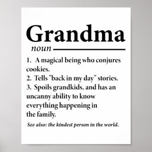 Poster Grandma Définition Amusante Grand-Mère Mamans