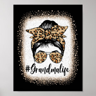 Poster Grandma Life Messy Bun Grand-mère Faire-part Mo