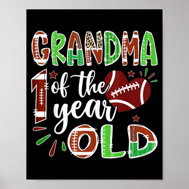 Poster Grandma Of The 1 Year Old Football 1st Birthday Bo (Devant)