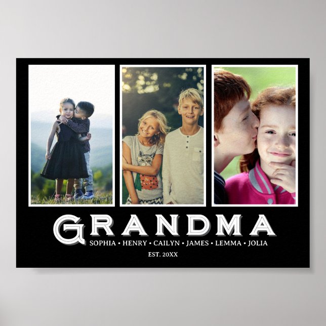 Poster Grandma Photo Collage – Custom Grandkids Names (Devant)