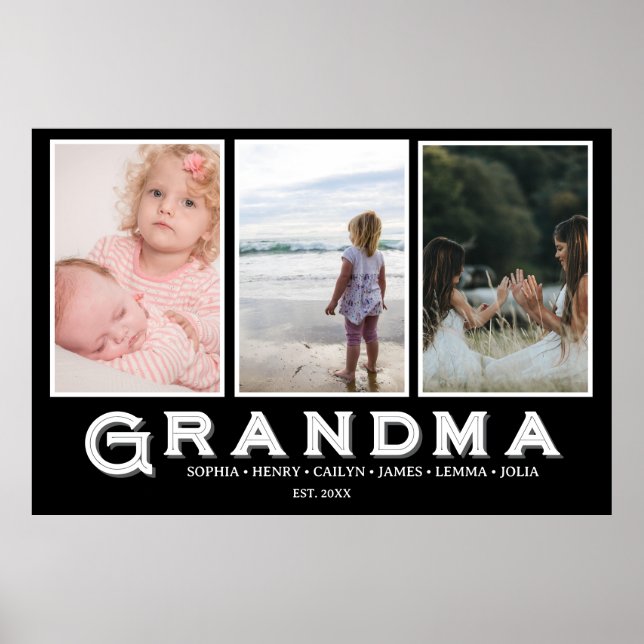 Poster Grandma Photo Collage – Custom Grandkids Names (Devant)