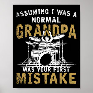 Poster Grandpa Fête des pères Musique Drums Cadeaux