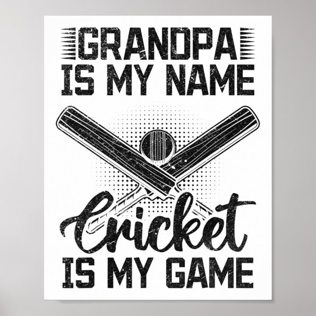 Poster Grandpa Is My Name Cricket Is My Game - Cricketing (Devant)