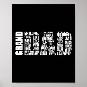Poster Grandpa Word Cloud Fête des pères Cadeau