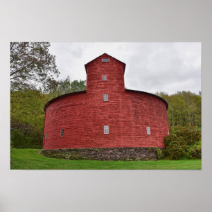 Poster Grange Rouge Rond Historique, Halcottsville, New Y