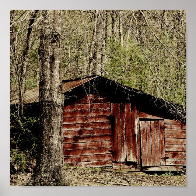 Poster Grange rouge rurale (Devant)