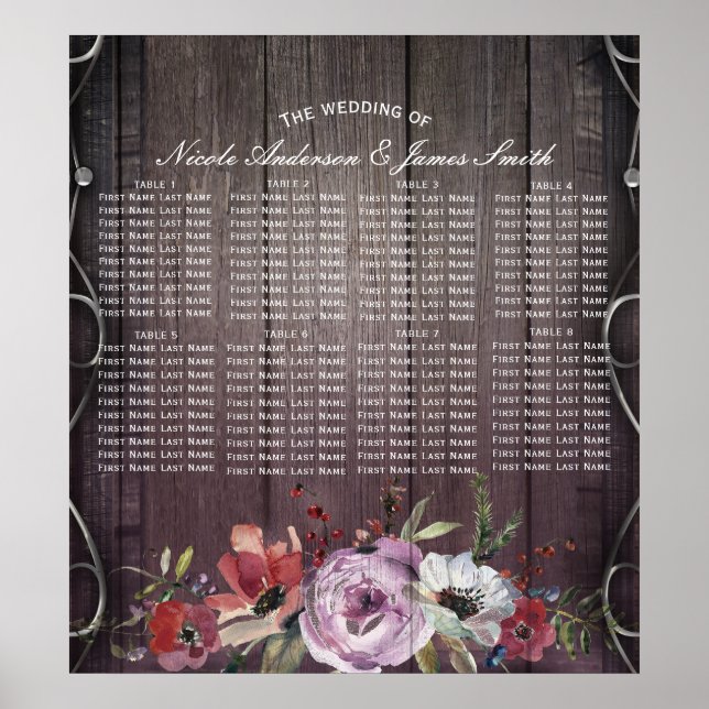 Poster Grange Rustique Bois Fleurissant & Floral Assise (Devant)