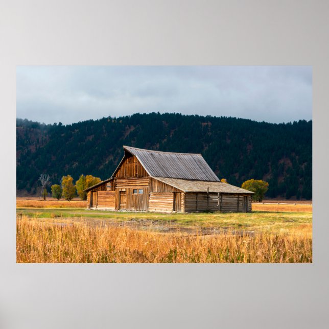 Poster Grange rustique en bois rond dans Grand Teton Nati (Devant)