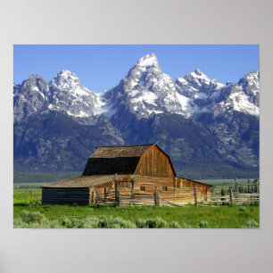 Poster Grange solitaire à Grand Tetons
