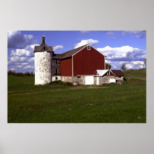 Poster Grange Wisconsin avec Silo en brique