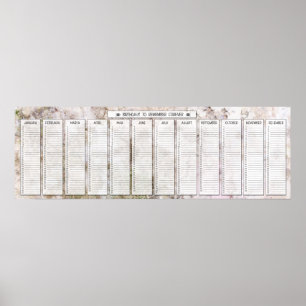 Poster Granit rose Perpetual Calendrier d'anniversaire