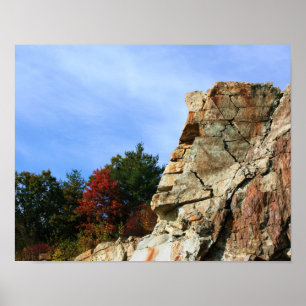 Poster Granite Rock Cliff Fall Foliing Nature