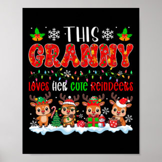 Poster Granny aime ses mignons rennes Xmas Group Père Noë
